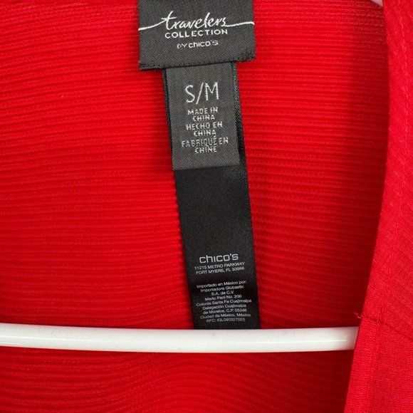 Chico's Travelers Collection Crepe Rib Knit Boxy Blouse Women's‎ S/M Red/Black - Picture 8 of 11